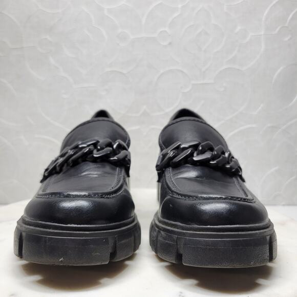 Madden Girl Hoxtonn Chunky Platform Loafer Womens 8 Black Chain Lug Sole‎ Grunge - Picture 12 of 15